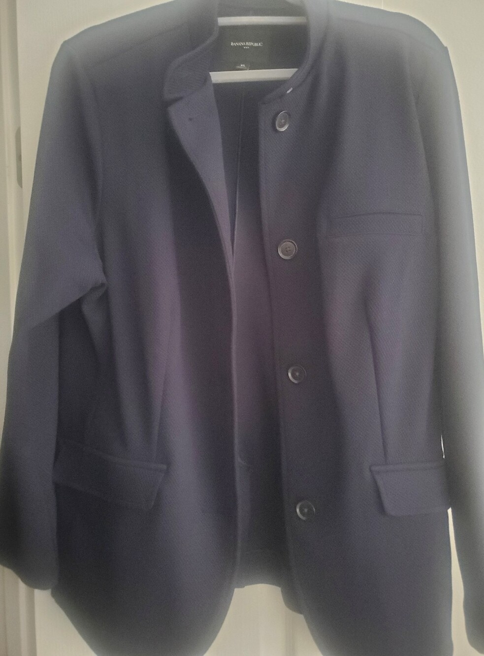 Banana Republic Womens Blaxk Textured Button-Front Pea Coat Blazer